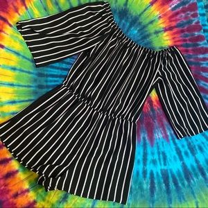 Striped romper with sleeves fashion nova